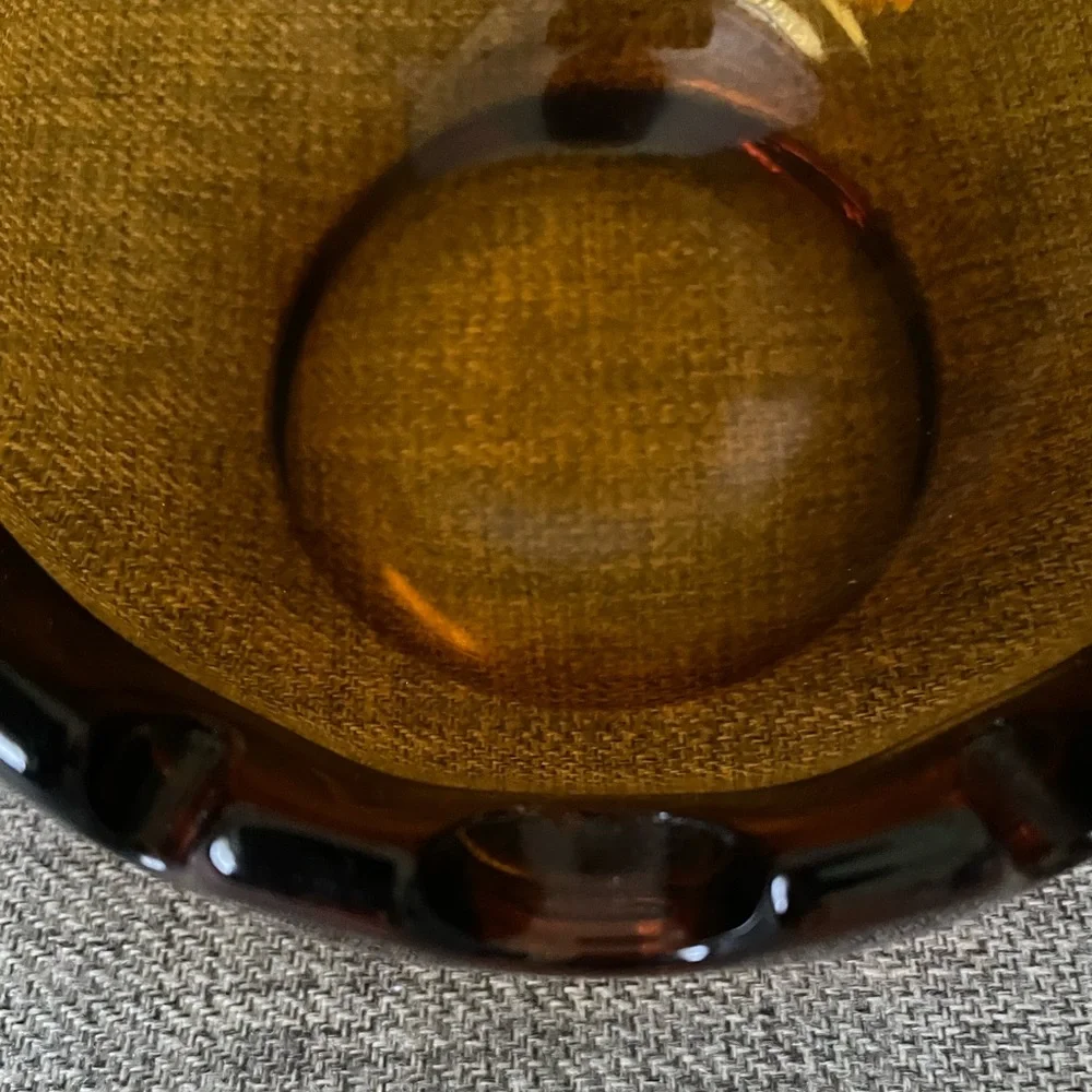 Vintage Large Viking Amber Orb Ashtray